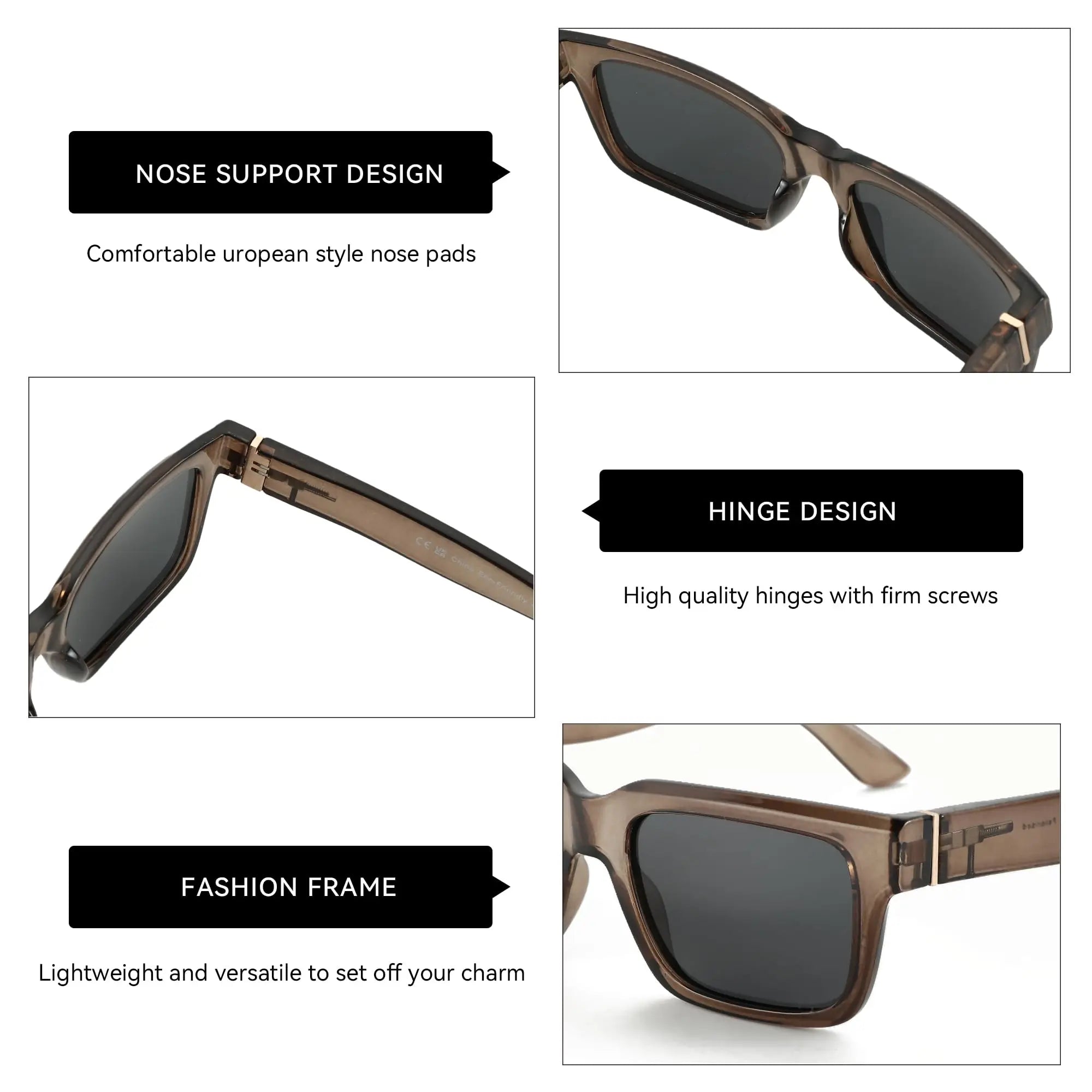 Retro Rectangle Polarized Sunglasses by Snagg It Sunglasses