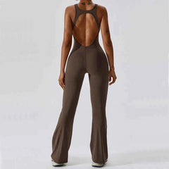 Women's Solid Yoga Jumpsuit | One-Piece Buttock-Lifting Fitness Bodysuit Workout Activewear