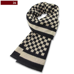 Men’s Luxury Wool Scarf — Cashmere Silk Blend Winter Plaid Shawl