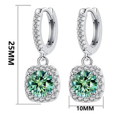 Teal Moissanite Drop Earrings