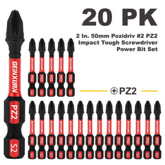 2" Pozidriv #2 PZ2 Impact Screwdriver Bit Set – S2 Alloy Steel Magnetic, High-Torque Power Bits