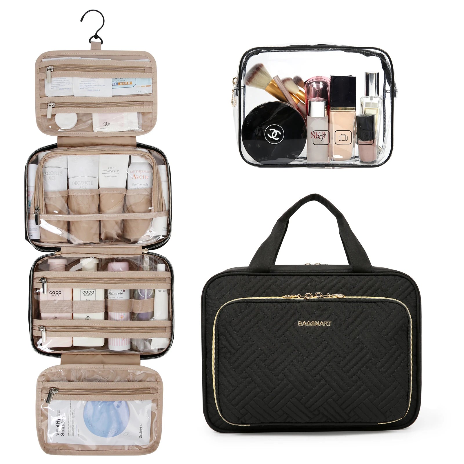 2-Piece Multifunction Makeup & Cosmetic Bag Set – Large Capacity Portable Travel Organiser for Women