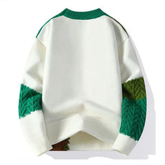 Men’s Patchwork Knit | Winter Loose Streetwear Pullover