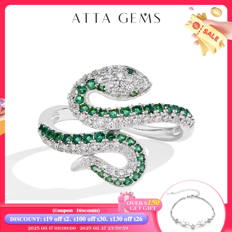Snake-Shaped Full Moissanite Ring