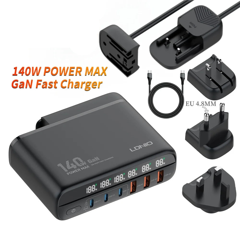 140W Fast Charger Type C Digital Display by Snagg A Charging Station