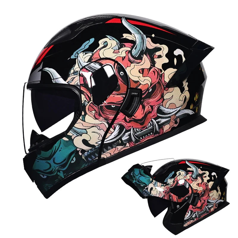 Dual Lens Flip-Up Full Face Motorcycle Helmet by Snagg A Motorcycle Helmet