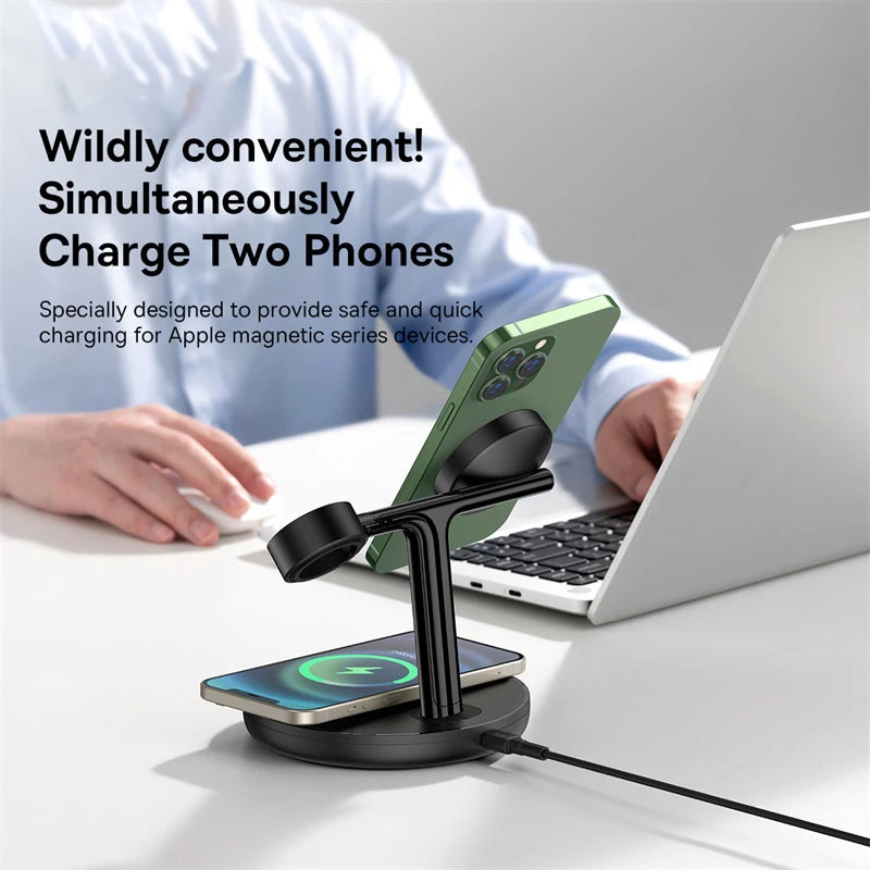 3 in 1 20W Magnetic Wireless Charger Stand For iPhone, Airpods & Apple Watch by Snagg A Charging Station