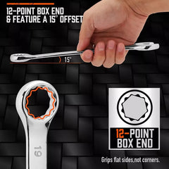 12 Piece Metric Combination Wrench Set – 8mm–19mm by Snagg A Wrench Set