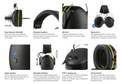 30dB Bluetooth 5.4 Earmuff Rechargeable Hearing Protection by Snagg A Safety Headphones