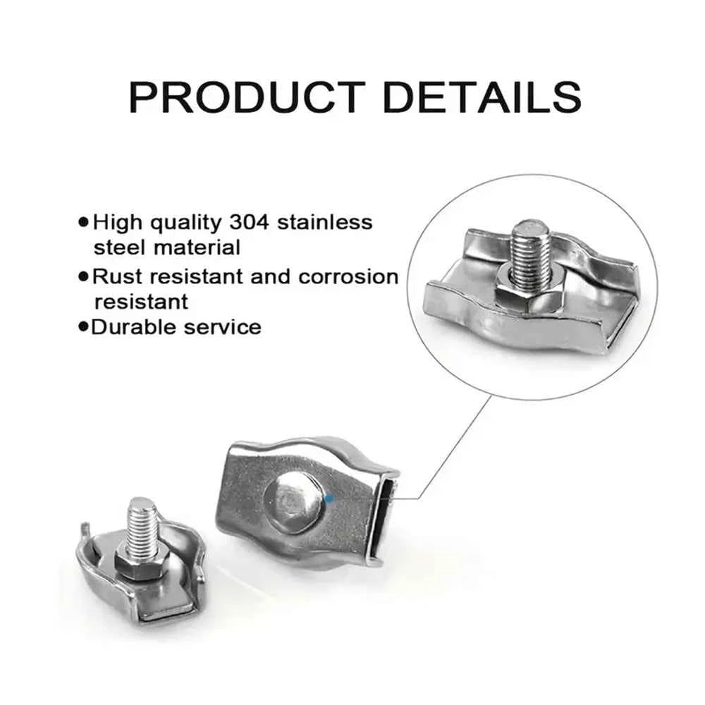 Stainless Steel 304 Cable Clamps M2–M8 | Wire Rope Fixing Clips 1–10pcs