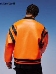 Purple & White Patchwork PU Bomber Jacket by Snagg A Jacket