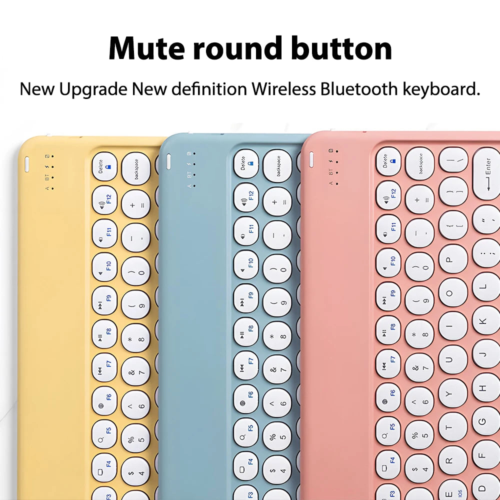 Round Key Bluetooth Wireless Keyboard For Android IOS Huawei Xiaomi Tablet by Snagg A Wireless Keyboard