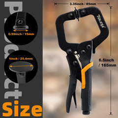 6" Metal Face Clamps 3PCS – Locking C Clamps with Swivel Pads for Woodworking & Pocket Hole Joinery