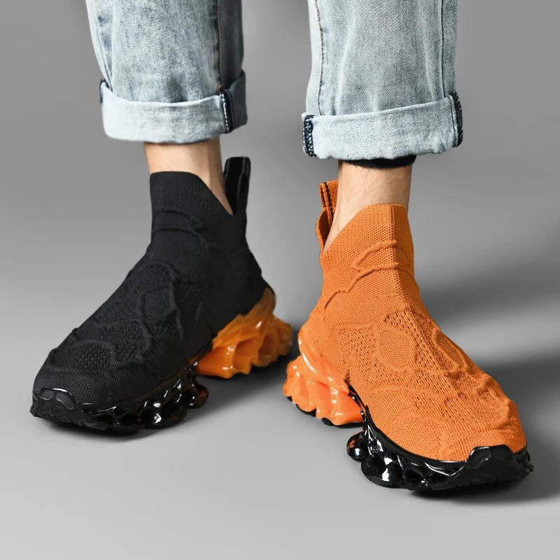 Orange & Black Sneakers – Lightweight Trainers with Height Boost by Snagg A Shoes