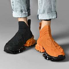 Orange & Black Sneakers – Lightweight Trainers with Height Boost by Snagg A Shoes