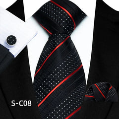 Luxury Business Tie Set — 8cm Men’s Formal Striped Necktie with Matching Accessories