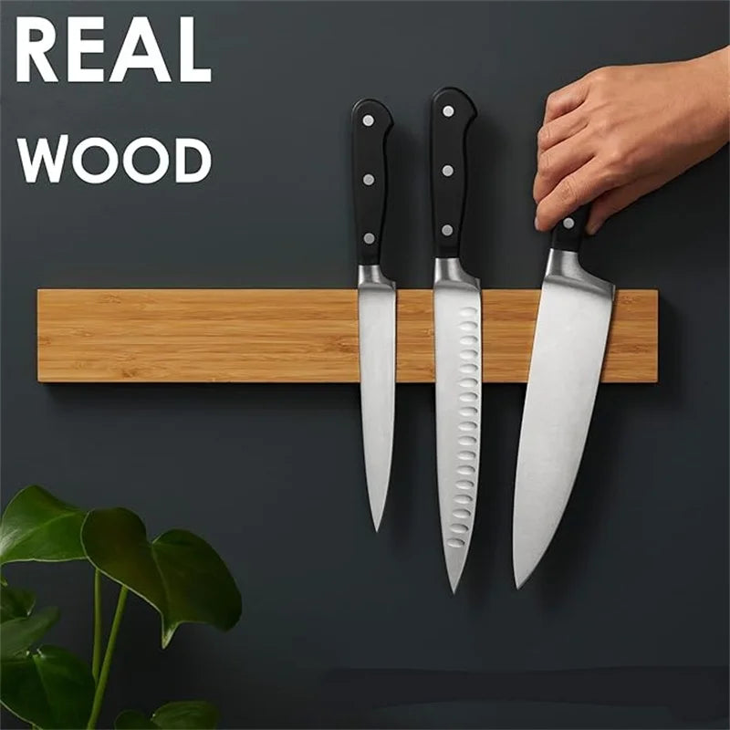 16-Inch Bamboo Magnetic Knife Holder by Snagg A Rack