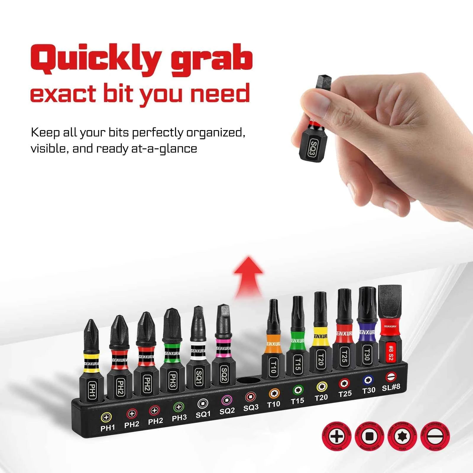 1/4" Ratchet Wrench Set – Heavy Duty Socket, Magnetic S2 Steel Bits with Colour-Coded Base for DIY