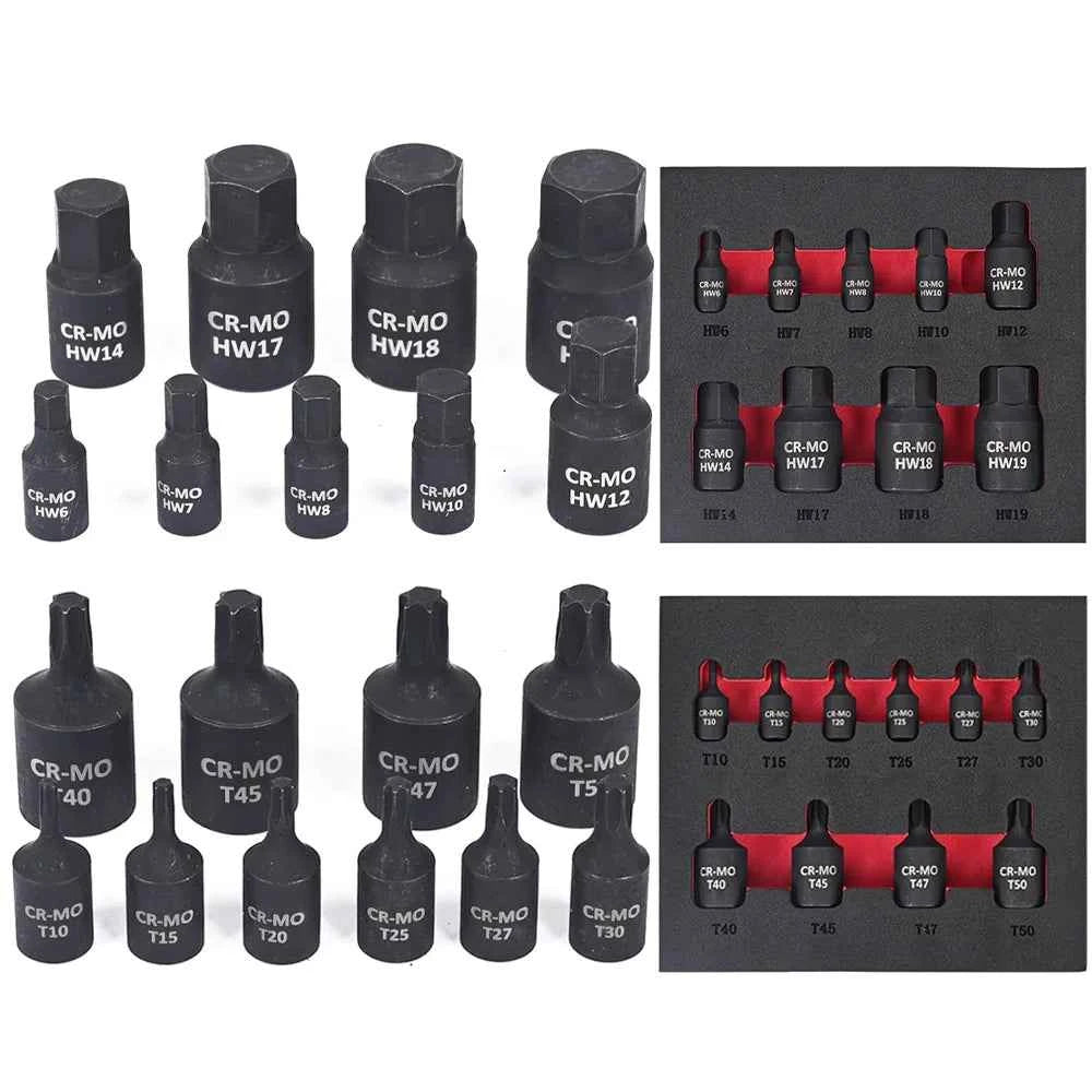 Professional Metric Hex Bit Impact Socket Set | CR-MO Steel Master Kit for 1/4", 3/8" & 1/2" Drives