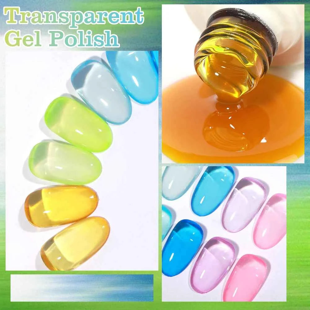 6 Piece Nude Pink Jelly Gel Collection – 15ml Professional Translucent "Syrup" Nail Art System