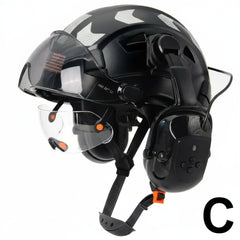 Safety Helmet With Bluetooth Earmuffs Double Visors Reflective Stickers by Snagg A Safety Helmet