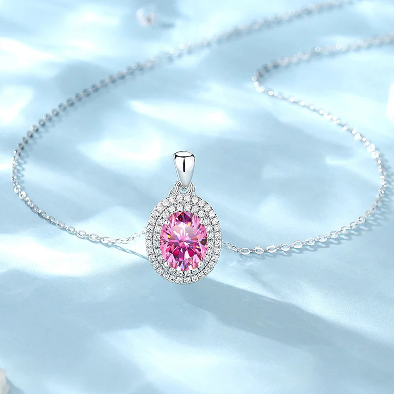 2ct Elliptical Moissanite Ring & Necklace Set
