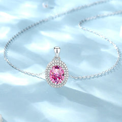 2ct Elliptical Moissanite Ring & Necklace Set