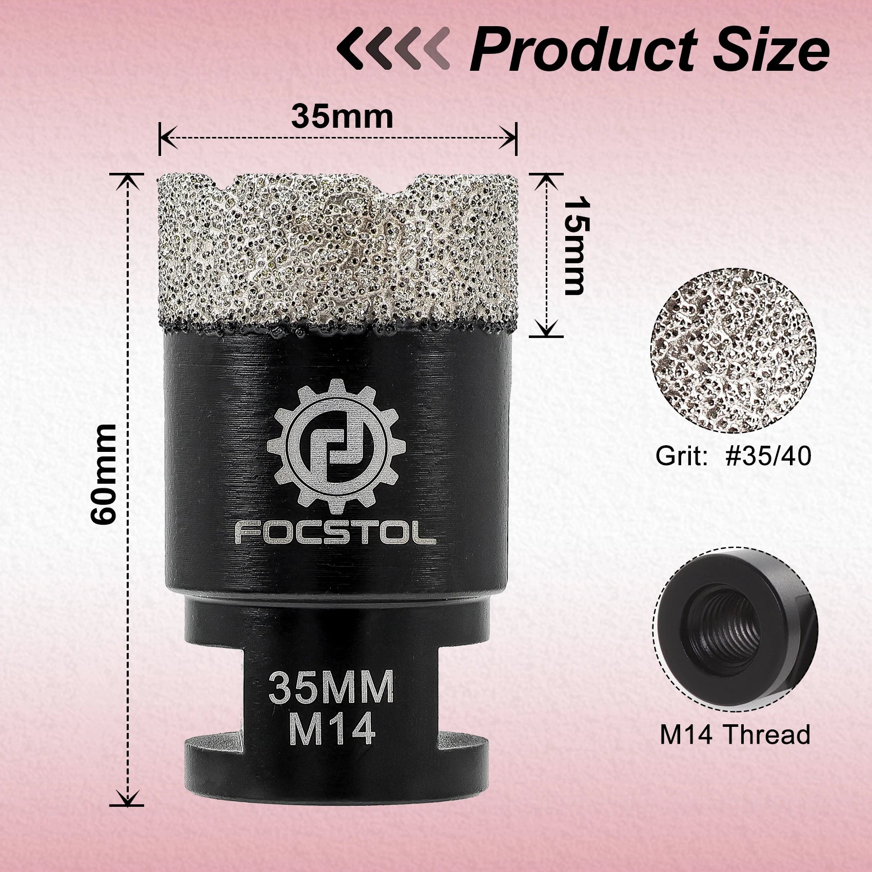 M14 Thread Diamond Core Drill Bit 6–125mm | Tile Hole Saw for Ceramic Marble Granite CE Certified