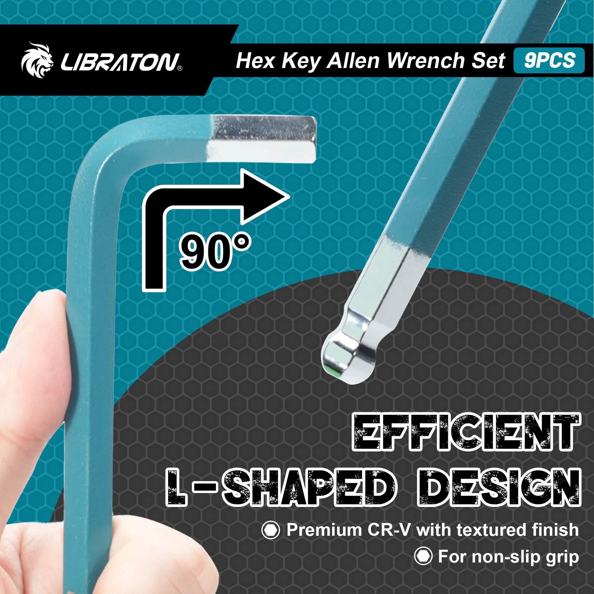 LIBRATON 9-Piece Long Arm Metric Ball-End Hex Key Set
