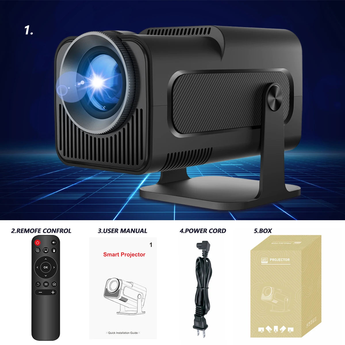 Smart Projector HY320 – Native 1080P with 4K Support by Snagg A Projector