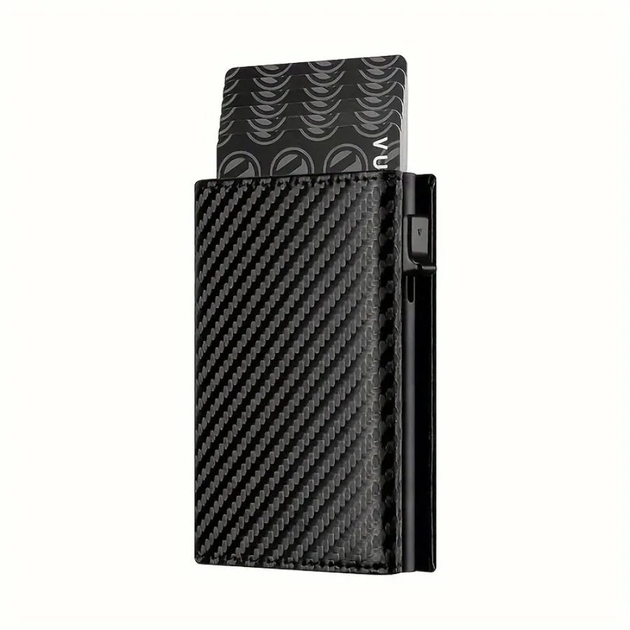 RFID Blocking Pop-Up Metal Card Holder Wallet with Zipper Coin Purse