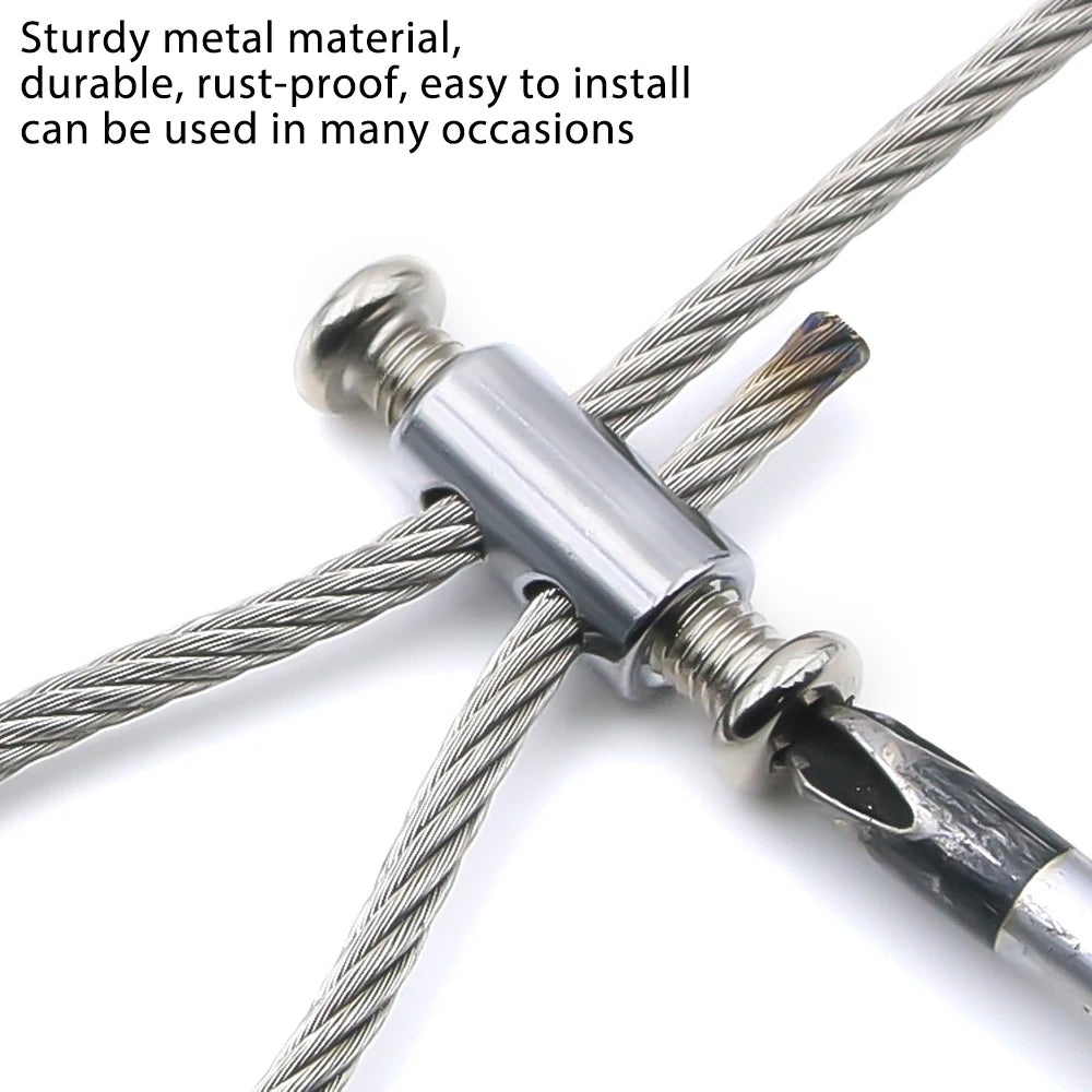 Steel Wire Rope Clamps 1–3mm Double Hole | Suspension Cable Clip Screw Adjustment Telescopic Lock 10pcs