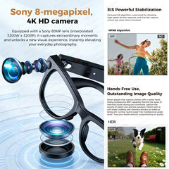 M02 Ultra Smart AI Glasses – 1080P HD Camera with 3600mAh Charging Case