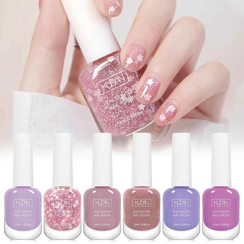 Essential 6 Piece Water-Based Nail Polish Collection – 10ml Nude, Red & Pink Peel Off Air Dry Kit