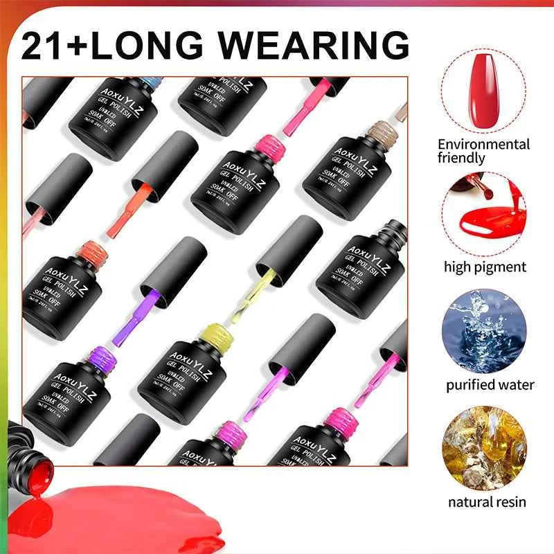 Professional 28 Piece Glass Bottle Gel Collection – 25 Color Palette with High-Gloss & Velvet Matte Finishes