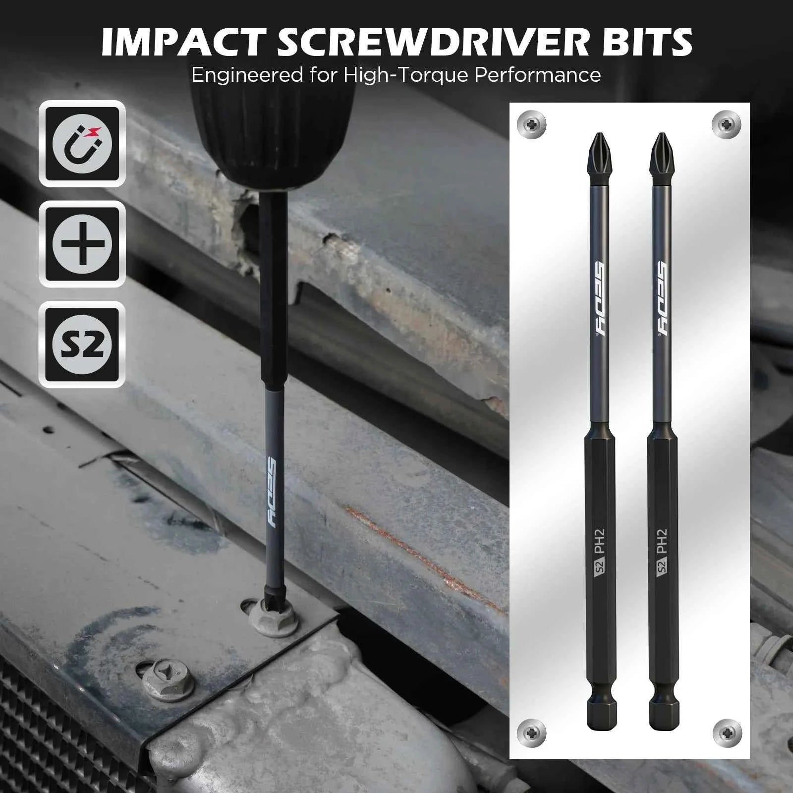 11 Pcs Magnetic Nut Driver Set SAE 9/16"-1/4", 6" Impact Nut Driver+PH2 Bits