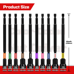 Impact Nut Driver Set – 6” Long Metric Nut Setters 8/10/13mm with Portable Storage Case