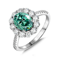 2ct Oval Teal Moissanite Ring - SnaggIt