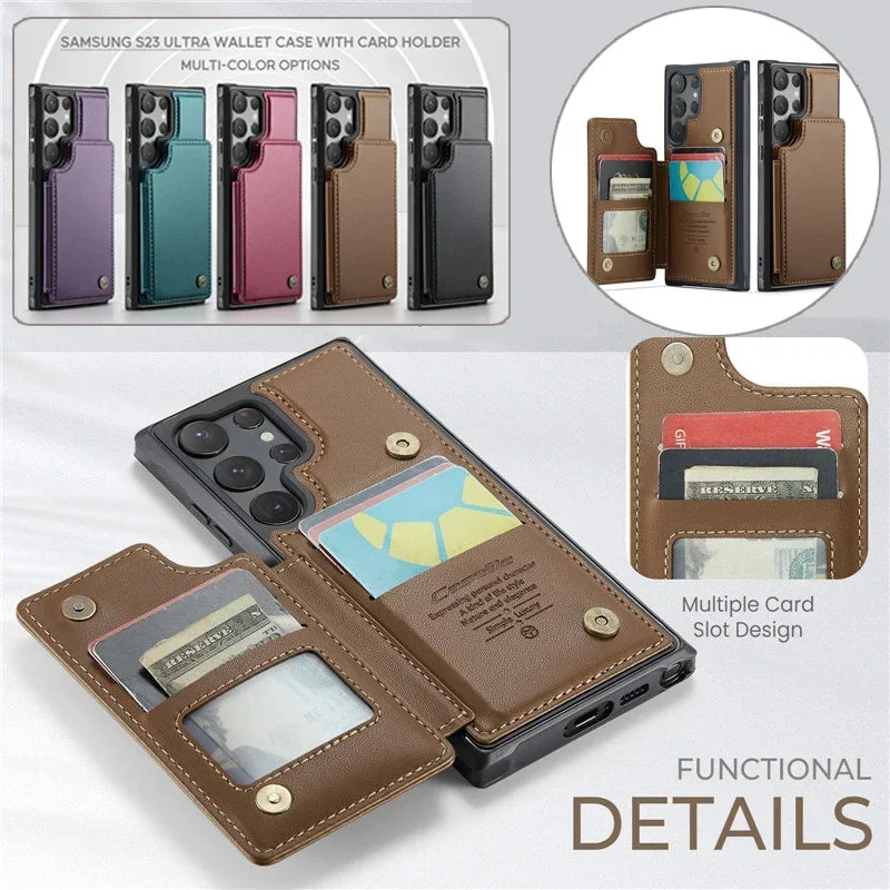 Luxury Leather Wallet Card Case – Samsung Galaxy S23 Series - Phone Cases & Covers