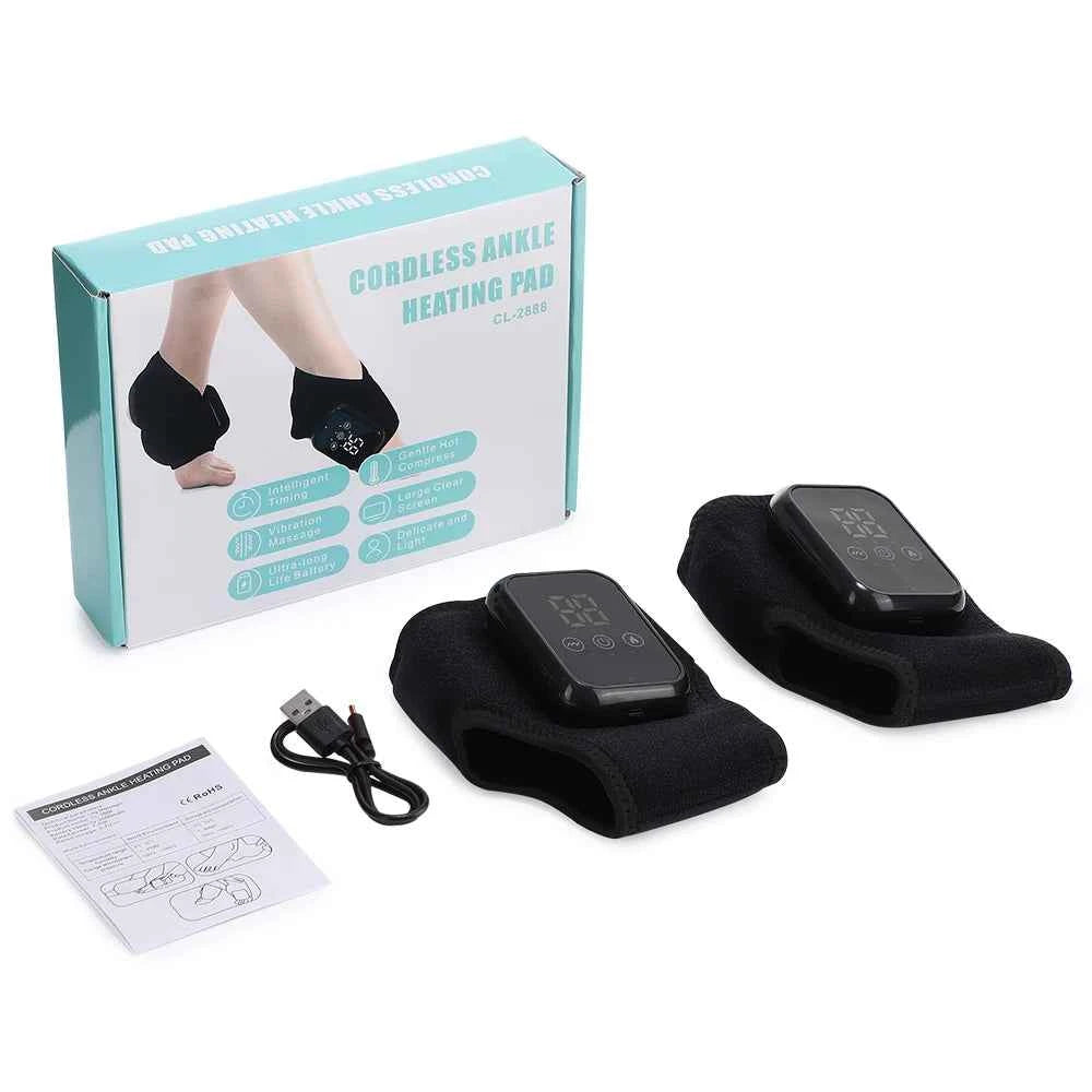 Electric Heated Ankle & Foot Massager Wrap – Cordless Vibration Therapy Support Brace