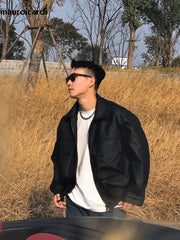 Oversized Matte Black PU Leather Jacket by Snagg A Jacket