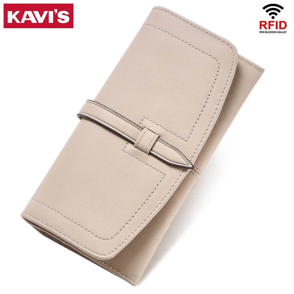 Genuine Leather RFID Long Wallet