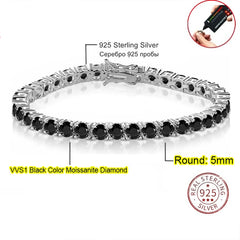 3.0mm D Color VVS1 Moissanite Tennis Bracelet - F / 5mm / 16cm / 925 Silvery - Bracelets