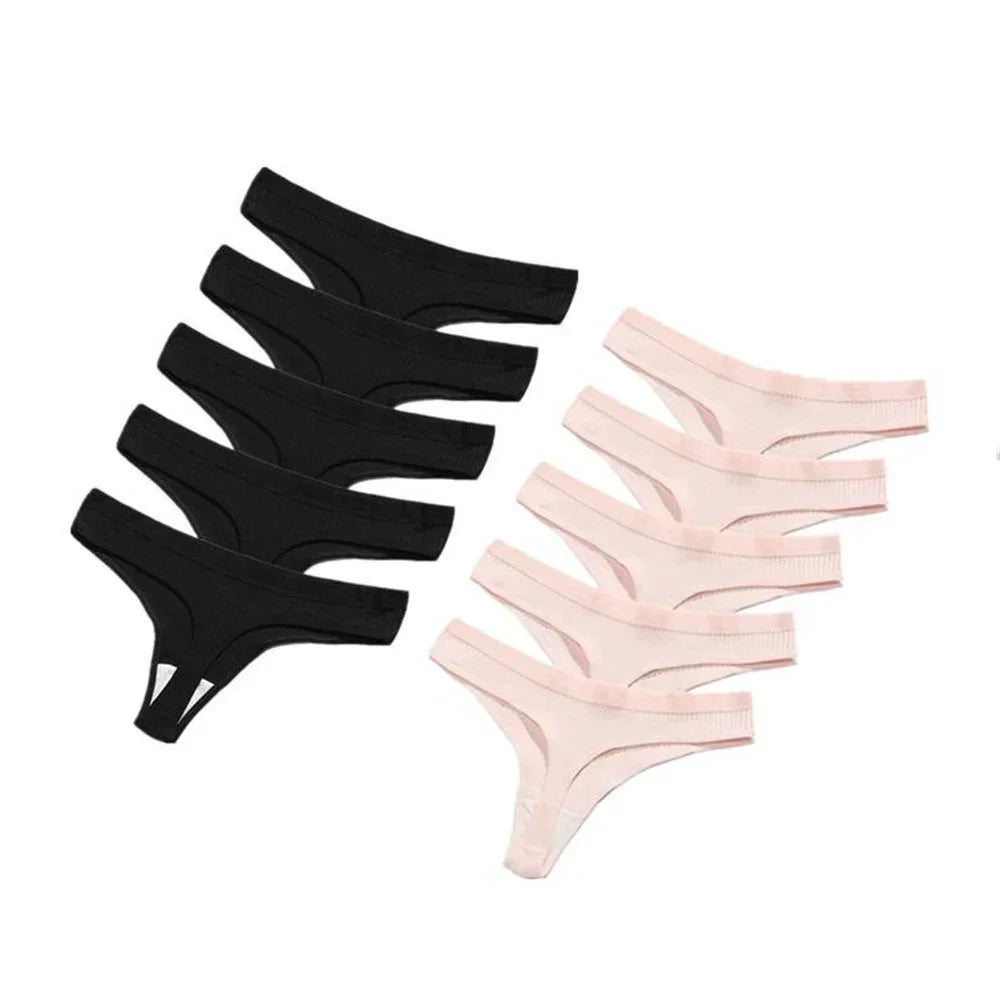 Seamless Cotton G-String 10-Pack | Breathable Thong Solid Colour Plus Size Women's Underwear