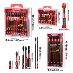 Impact Tough PH2 Phillips Screwdriver Bit Set – Magnetic S2 Steel Insert Driver Bits with Storage Case, 1"–6" Lengths