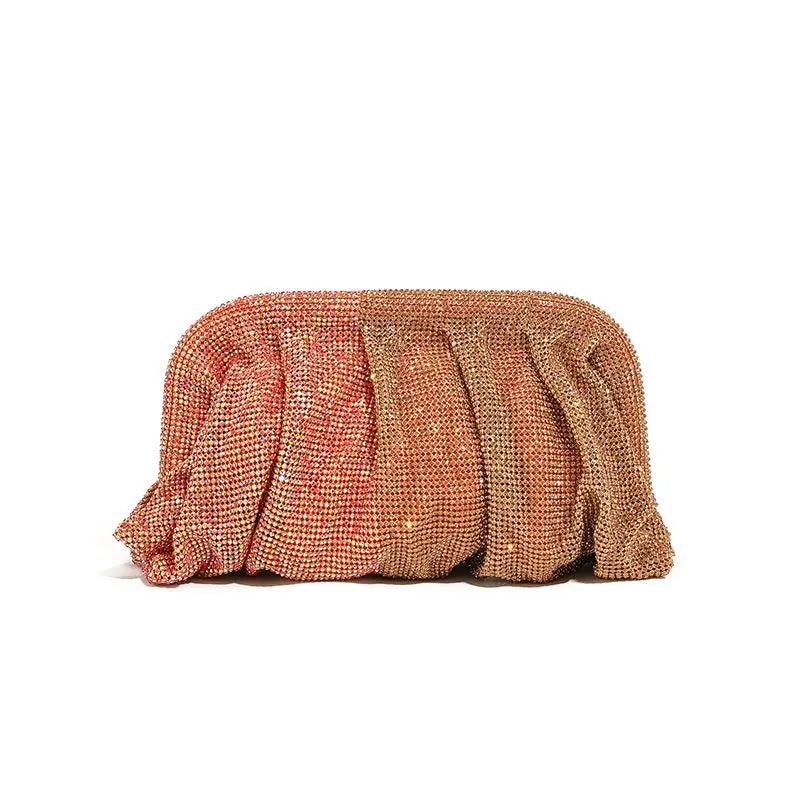 Shiny Rhinestone Crystal Fold Evening Clutch