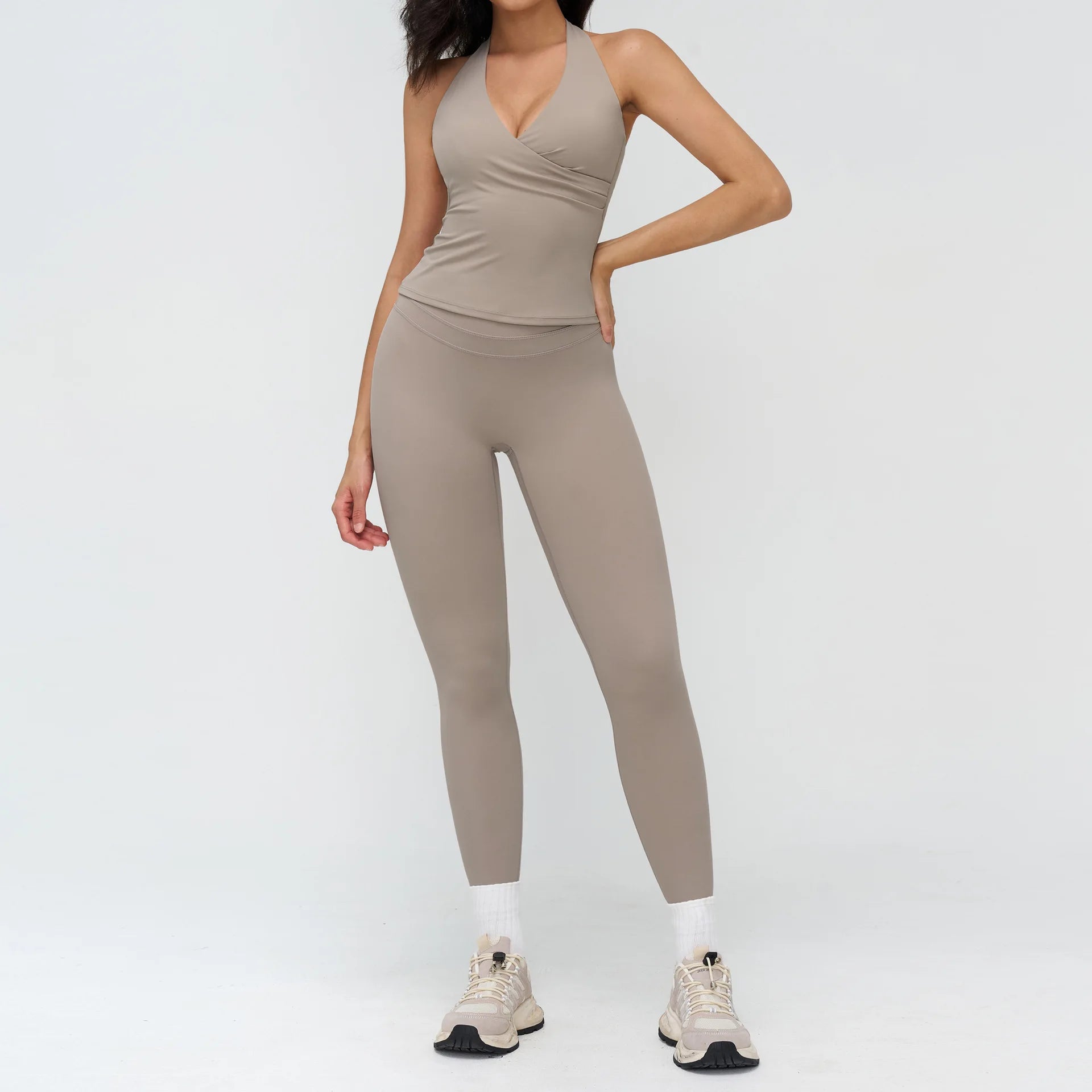 Women's 2-Piece Yoga Tracksuit | High Waist Leggings & Sports Bra Athletic Gym Fitness Workout Set
