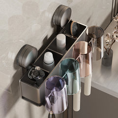 Suction Cup Toothbrush Holder with Mouthwash Cups & Shelf by Snagg A Toothbrush Holder