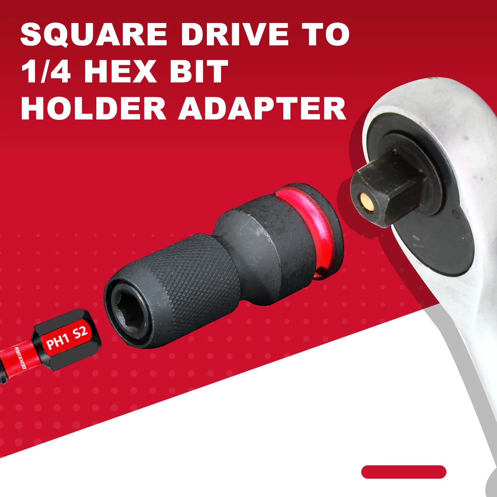 Impact Screwdriver Bit Holders 6pcs | 1/2" 3/8" 1/4" Square Drive to 1/4" Quick-Release Hex Adapter