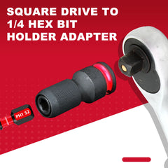 3/8" Square Drive to 1/4" Quick-Release Impact Bit Holder – Magnetic Hex Socket Adapter for Screwdriver Bits